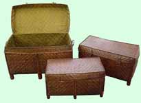 LSH600 - Click to Enlarge - Set of 3 Bamboo Baskets with Silk Lining