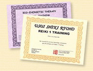 Reiki and ABET Certificates and Certification with each Class completed.